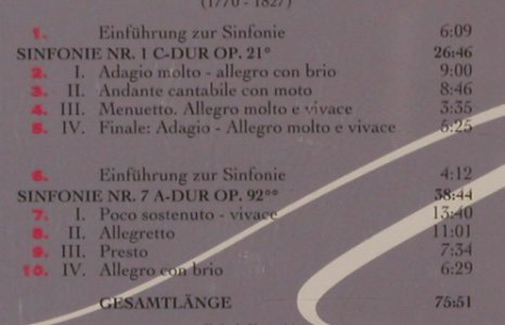 Frantz,Justus: dirigiert Beethoven Sinf.No.1, No.7, BMG/Eurodisc(74321 26087 2), EC, 1995 - CD - 80346 - 10,00 Euro