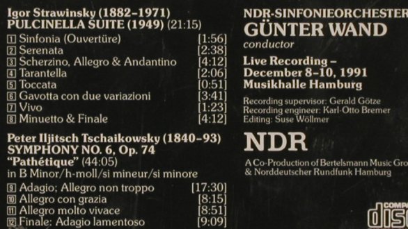 Tschaikovsky,Peter / Strawinsky: Symphony No.6/Pulcinella Suite, RCA(09026 61190 2), D, 1992 - CD - 80367 - 10,00 Euro