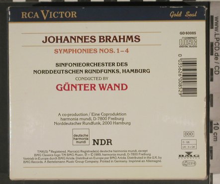 Brahms,Johannes: Symphonies Nos.1-4, Box, RCA Victor/ NDR(GD 60085), D, 1989 - 3CD - 80432 - 15,00 Euro