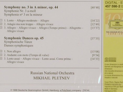 Rachmaninov,Sergei: Symphonie No.3 in a-minor,op44,45, D.Gr.(457 598-2), D,FS-New, 1998 - CD - 81319 - 10,00 Euro