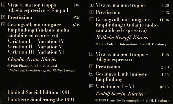 Beethoven,Ludwig van: Sonate e-dur op.109,Lim.Ed., D.Gr./Steinway(435 565-2), D, 1991 - CD - 81354 - 10,00 Euro