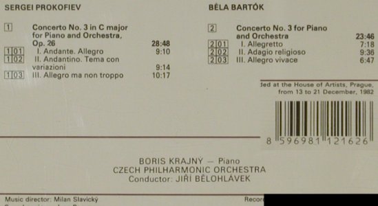 Prokofiev,Serge / Bartok: Concerto No.3/Concerto No.3 (1982), Panton(81 1216-2), CZ, 1991 - CD - 81455 - 5,00 Euro