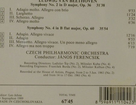 Beethoven,Ludwig van: Sinfonien Nr.4 & 2, Supraphonet(11 1104-2), CZ, 1989 - CD - 81564 - 6,00 Euro