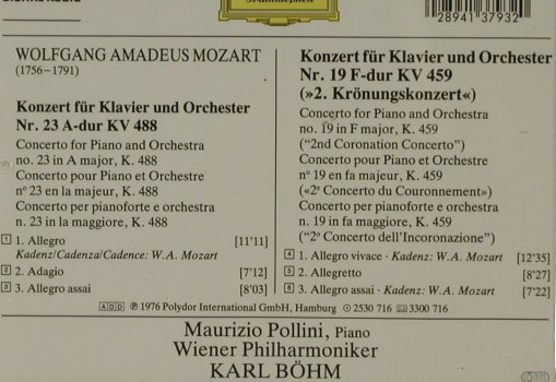 Mozart,Wolfgang Amadeus: Klavierkonzerte Nr.23 & 19 (re1976), D.Gr.(413 793-2), D, 1993 - CD - 81576 - 7,50 Euro