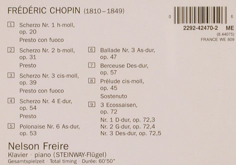 Chopin,Frederic: Scherzi, Nelson Freire, Steinway, Teldec(2292-42470-2), D, 1990 - CD - 81739 - 6,00 Euro