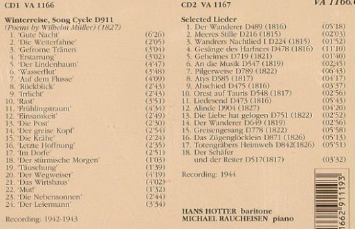 Hotter,Hans: Liederabend - Schubert:Wintereise., Vocal Archives(VA 1166.67), I, 1998 - 2CD - 81753 - 5,00 Euro