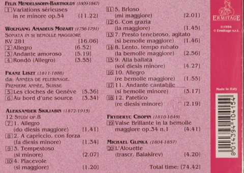 Magaloff,Nikita: Piano Recital-Mozart,Glinka,Mendels, Ermitage(ERM 415), I, 1994 - CD - 81755 - 6,00 Euro