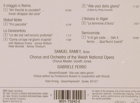 Rossini,Gioacchino: Arias-Alle voci della gloria, Teldec(9031-73242-2), D, 1991 - CD - 81768 - 5,00 Euro