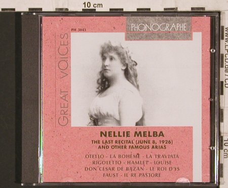 Melba,Nellie: Great Voices-Last Recital 1926, Cedar(PH 5043), I, 1995 - CD - 81774 - 10,00 Euro