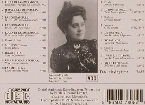 Tetrazzini,Luisa: Prima Voce, Nimbus Rec.(NI 7808), UK, 1990 - CD - 81776 - 5,00 Euro