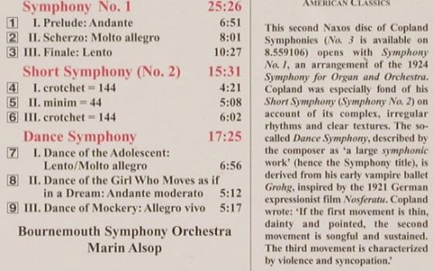 Copland,Aaron: Dance Symphony, Symphony No.1, Naxos(8.559359), D, 2008 - CD - 81793 - 6,00 Euro