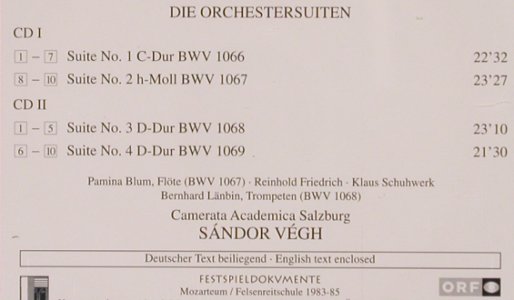 Bach,Johann Sebastian: Orchestersuiten BWV 1066-1069, Orfeo(C 537 002 B), D, 2000 - 2CD - 81803 - 9,00 Euro