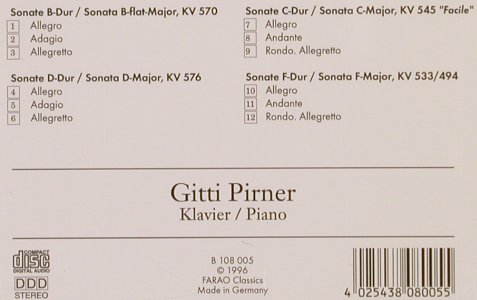 Mozart,Wolfgang Amadeus: Die Klaviersonaten, Vol.1, Farao Classics(B 108 005), D, 1996 - CD - 81805 - 10,00 Euro