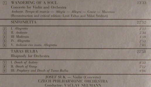 Janacek,Leos: Violin Concerto,Sinfonietta,Taras B, Supraphon(11 0717-2), CZ, 1990 - CD - 81843 - 9,00 Euro