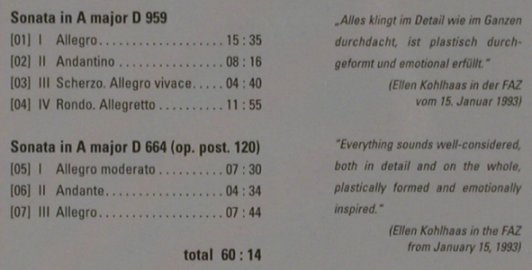 Schubert,Franz: Piano Sonatas D.959 & D.664, Oehms(OC 260), EU, 03 - CD - 81848 - 6,00 Euro
