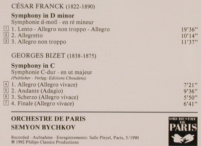 Franck,Cesar / Bizet: Symphony in D Minor/Symph.in C, Philips(432 096-2), D, 1992 - CD - 81866 - 10,00 Euro