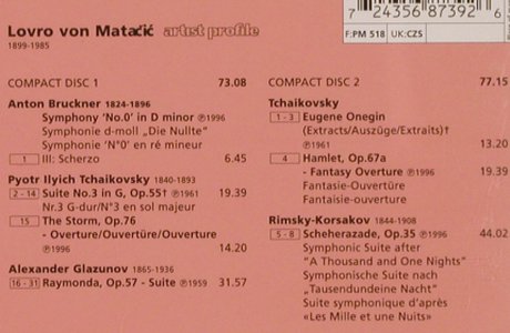 von Matacic,Lovro: Artist Profile-Rimsky-K.,Tchaikovsk, EMI(5 68739 2), NL, 1996 - 2CD - 81871 - 12,50 Euro