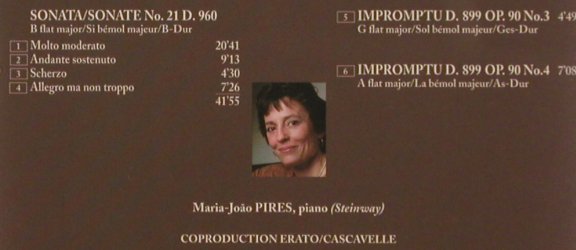 Schubert,Franz / Beethoven: Piano Sonata D 960,Impromptus D.899, Erato(0630-10717-2), D, 1986 - CD - 81896 - 14,00 Euro
