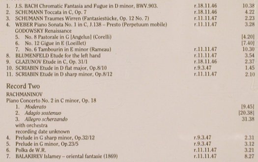 Barere,Simon: at the Carnegie Hall,Rachmaninov, Appian Publications(CDAPR 7008), UK,Vol.2, 1989 - 2CD - 81998 - 20,00 Euro