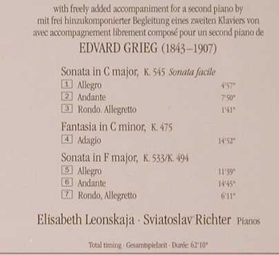 Mozart,Wolfgang Amadeus/Grieg: Piano Sonatas,K 545,475,533, Teldec(4509-90825-2), D, 1995 - CD - 82031 - 10,00 Euro