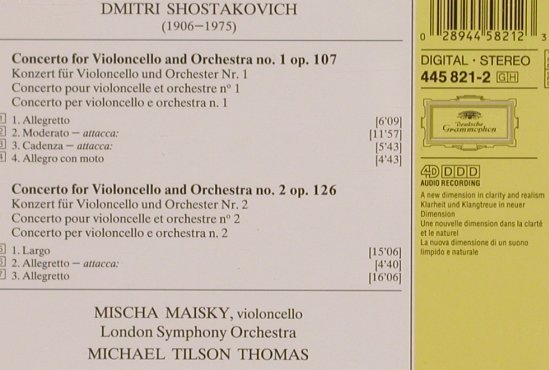 Shostakovich,Dimitri: Cello Concertos Nos 1&2,op.107, 126, D.Gr.(445 821-2), D, 1995 - CD - 82091 - 7,50 Euro
