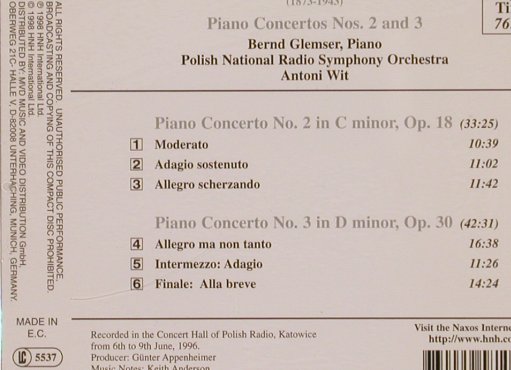 Rachmaninov,Sergei: Piano Concertos Nos. 2 & 3, Naxos(8.550810), EC, 1998 - CD - 83734 - 7,50 Euro