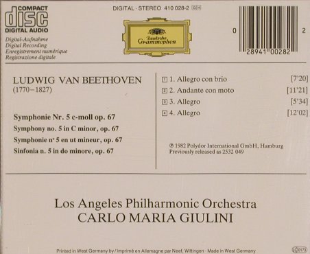 Beethoven,Ludwig van: Symphony 5, D.Gr.(410 028-2), D, 1982 - CD - 83740 - 12,50 Euro