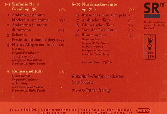 Tschaikovsky,Peter: Sinfonie Nr.4, RSO / SR perc.pro(50062006), D,  - CD - 83746 - 12,50 Euro