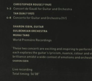 Isbin,Sharon - Rouse,Chr./Tan Dun: Konzert für Gitarre & Orch., FS-New, Teldec New Line(), D, 2001 - CD - 90711 - 7,50 Euro