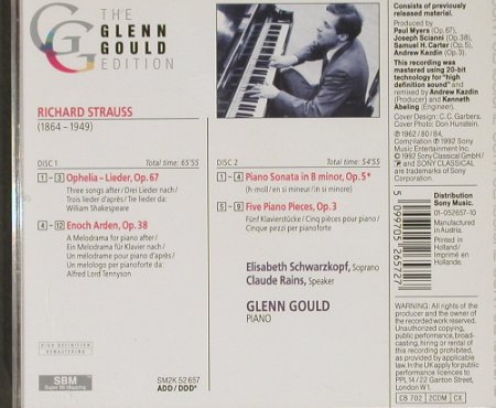 Gould,Glenn - R.Strauss: The Edition,Opelia-Lieder, Sony(SM2K 52 657), A, 1993 - 2CD - 90869 - 12,50 Euro