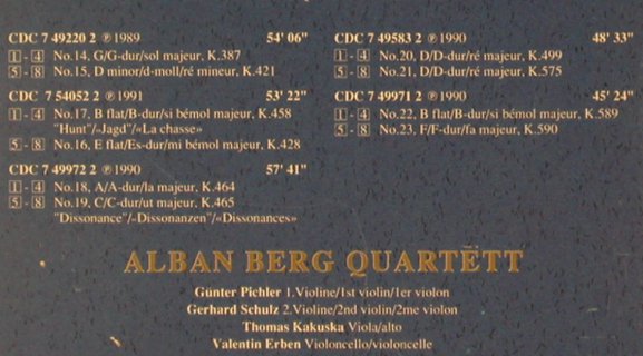 Mozart,Wolfgang Amadeus: Die 10 Gr. Streichquartette, Box, EMI(), D, 1991 - 5CD - 90968 - 20,00 Euro