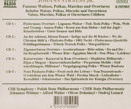 Strauss,Johann: Beliebte Walzer,Polkas,Märsche..., Naxos(), D, 90 - 5CD - 91102 - 12,50 Euro