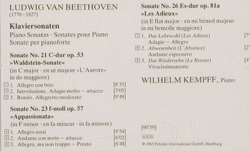 Beethoven,Ludwig van: Klaviersonaten,op.53,57,81a.,Kempff, D.Gr.(), D, 1986 - CD - 91139 - 6,00 Euro