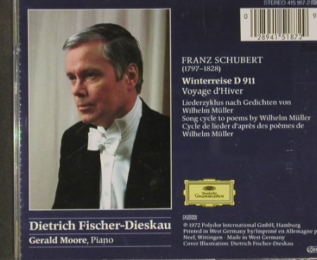 Fischer-Dieskau,Dietrich: Winterreise D 911, Gerald Moore, Deutsche Gramophon(), D, 72 - CD - 91482 - 10,00 Euro