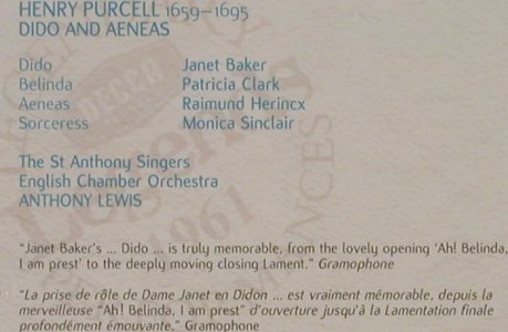 Purcell,Henry: Dido and Aeneas,(1961) FS-New, Decca(), D, 2000 - CD - 91630 - 11,50 Euro