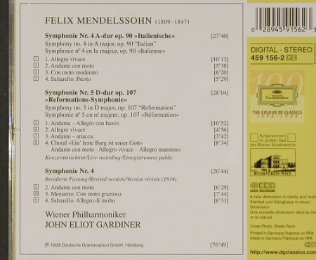 Mendelssohn,Felix: Symphonies, op. 4 & 5 "Reformation", Deutsche Gramophon(), D, 98 - CD - 91673 - 10,00 Euro