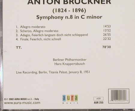 Bruckner,Anton: Sinfonie Nr.8 in C minor (1951), Aura(), I, 2002 - CD - 91792 - 7,50 Euro