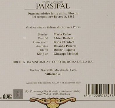 Wagner,Richard: Parsifal, (20.e21.Nov 1950), Hommage(7001843-HOM), ,  - 3CD - 91814 - 10,00 Euro