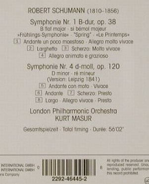 Schumann,Robert: Symphonien 1& 4, Teldec(), D, 1990 - CD - 91998 - 6,00 Euro