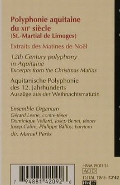 V.A.Aquitanische Polyphonie: ...des 12.Jhd.St.Martial de Limoges, Harmonia Mundi(), D, 1998 - CD - 92016 - 7,50 Euro