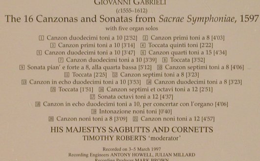 Gabrieli,Giovanni: Canzonas,Sonatas Sacrae Sym. 1597, Hyperion(), UK, 1997 - CD - 92053 - 10,00 Euro