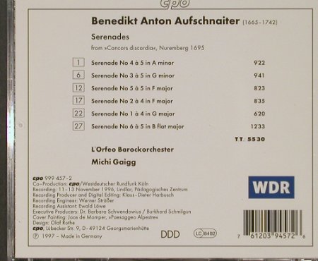 Aufschnaiter,Benedikt Anton: Serenades, CPO / WDR(999 457-2), D, 1997 - CD - 92123 - 7,50 Euro
