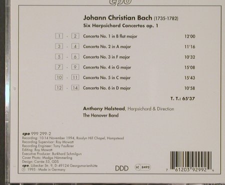 Bach,Johann Christian: Harpsichord Concertos op.1 No.1-6, CPO(), D, 1995 - CD - 92125 - 7,50 Euro