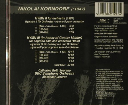 Korndorf,Nicolai: A New Heaven,Hymn II & III,Mahler, Sony(SK 66 824), , 1996 - CD - 92567 - 6,00 Euro