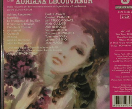 Cilea,Francesco: Adriana Lecouvreur, Warner(), D, 2001 - 2CD - 92653 - 7,50 Euro
