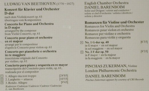 Beethoven,Ludwig van: Klavierkonzert D-Dur,Violinromanzen, D.Gr. Galleria(), D, 1975 - CD - 92695 - 6,00 Euro