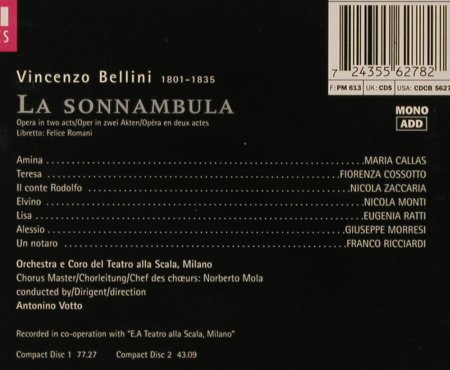 Callas,Maria: Bellini: La Sonnambula, EMI(), NL, 1997 - 2CD - 93075 - 10,00 Euro