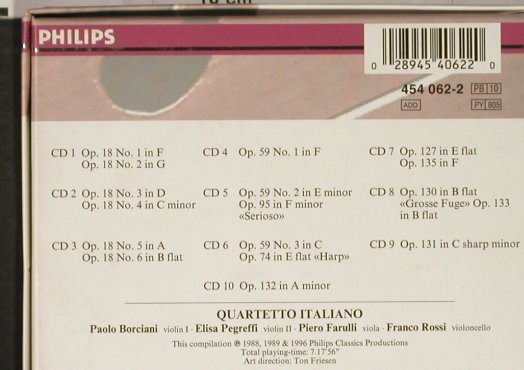 Beethoven,Ludwig van: Complete String Quartets, Philips(454 062-2), D, 1996 - 10CD - 93215 - 35,00 Euro