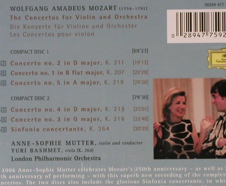 Mozart,Wolfgang Amadeus: Violin Concertos -A.S.Mutter-LSO, D.Gr.(), D, 2005 - 2CD - 94559 - 10,00 Euro