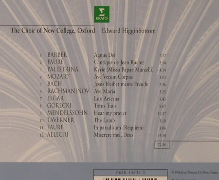 V.A.Agnus Dei: Music Of Inner Harmony, 12 Tr., Erato(), D, 1996 - CD - 94592 - 5,00 Euro